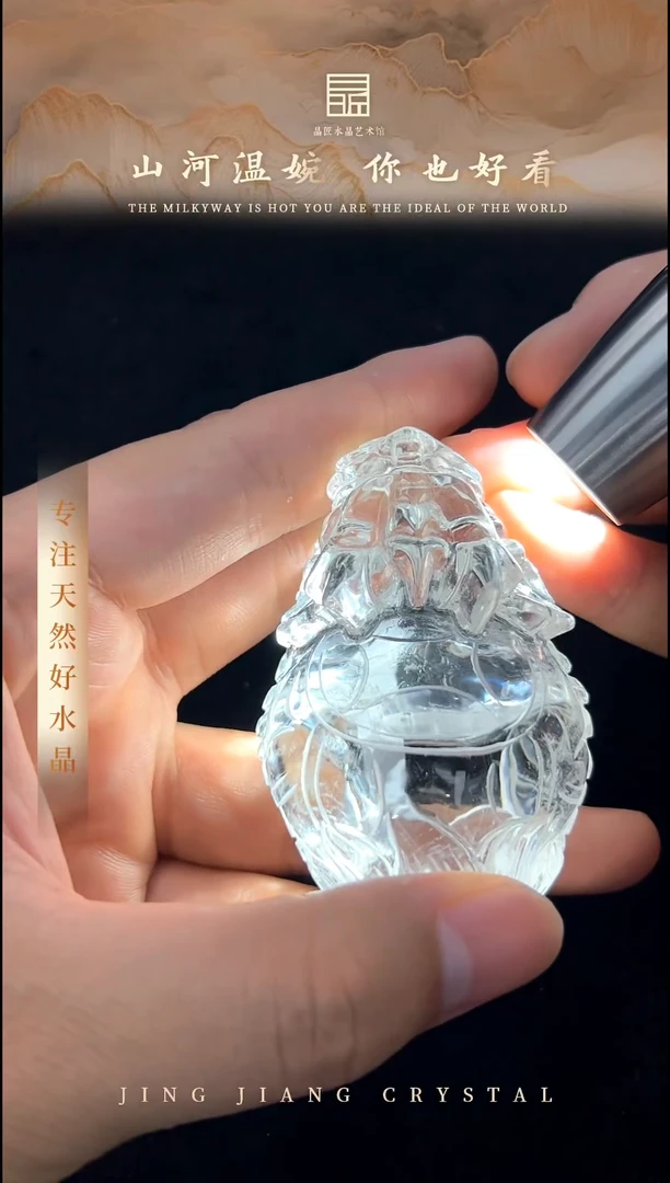 水晶珠宝半成品未镶嵌白水晶龙龟JP51302