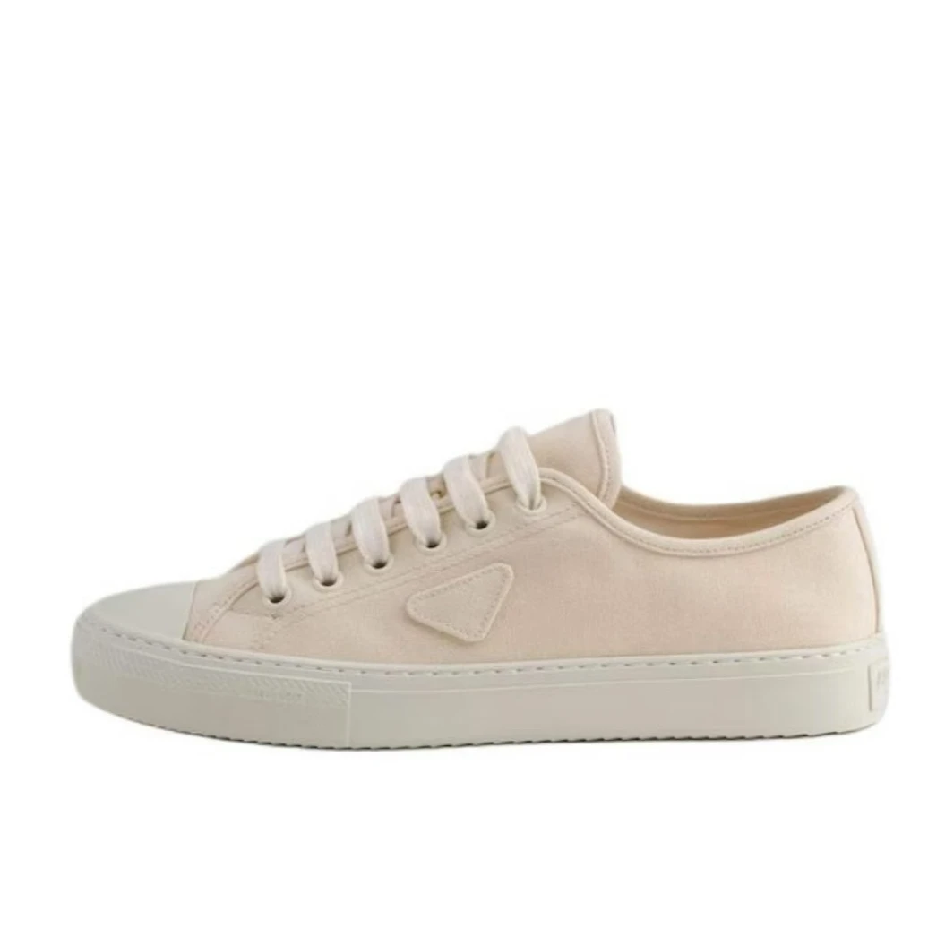 未使用 Prada/普拉达 男款时尚织物圆头系带低帮男款米色百搭潮流