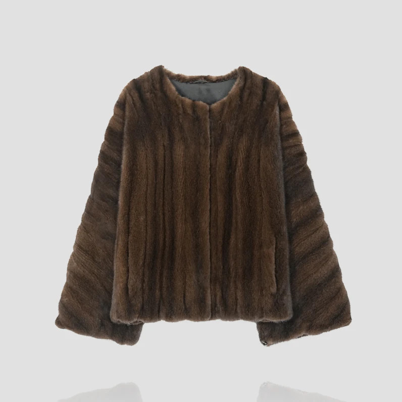 【妙姐精选】深圳高端欧货圆领毛毛长袖外套GM23050