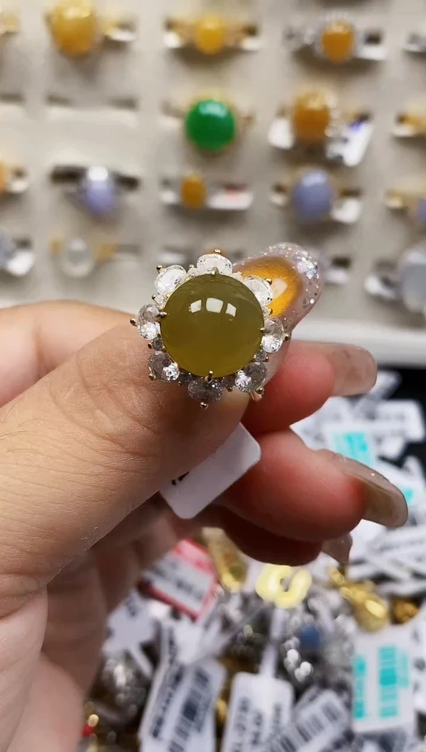 银S925镶嵌戒指翡翠0144
