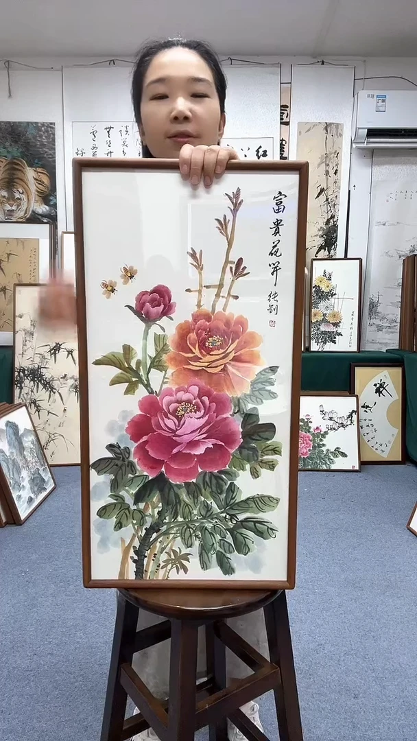 国画35*68实木画框顺丰包邮手绘