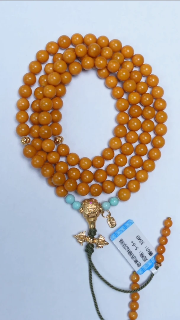 蜜蜡颈饰未镶嵌焦皮圆珠项链5-6mm