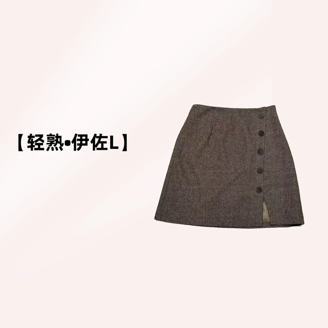 【轻熟•伊佐L】NN3007-时尚女装设计感半身裙休闲高腰