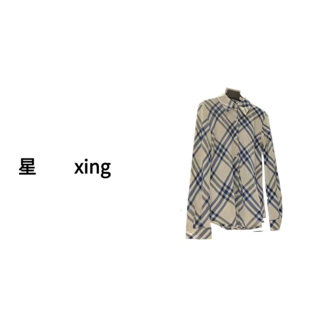 058蓝格夏装小翻领宽松显瘦百搭POLO衫衬衫56019