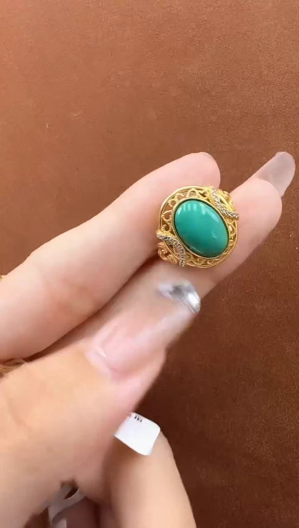 绿松石银S925镶嵌戒指秒拍号12