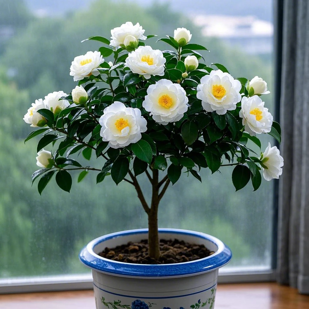 山茶花盆栽矮桩花卉好养品种四季开花植物室内外阳台好养庭院种植