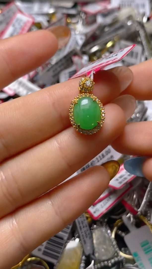 银S925镶嵌戒指翡翠百内无证书