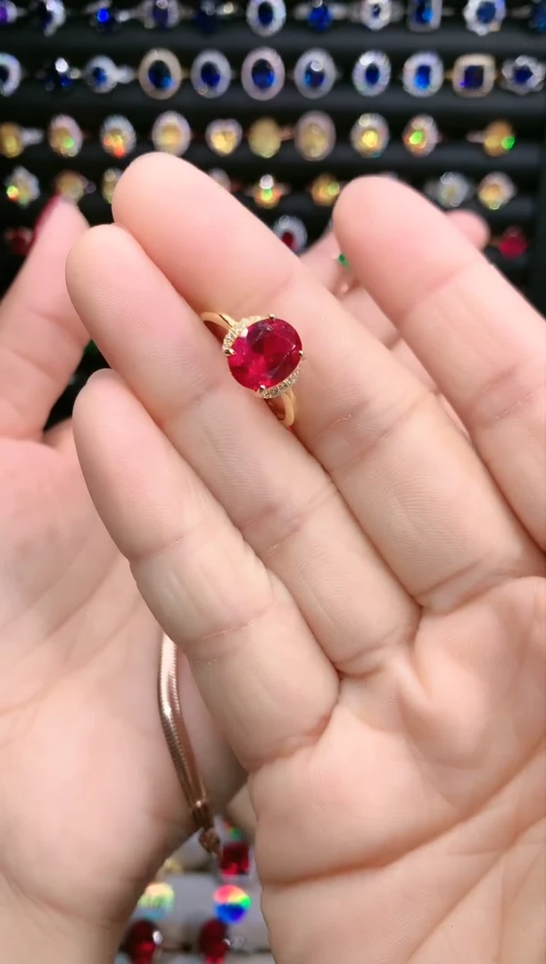 【闪购商品】红宝石戒指银S925镶嵌金色8.10
