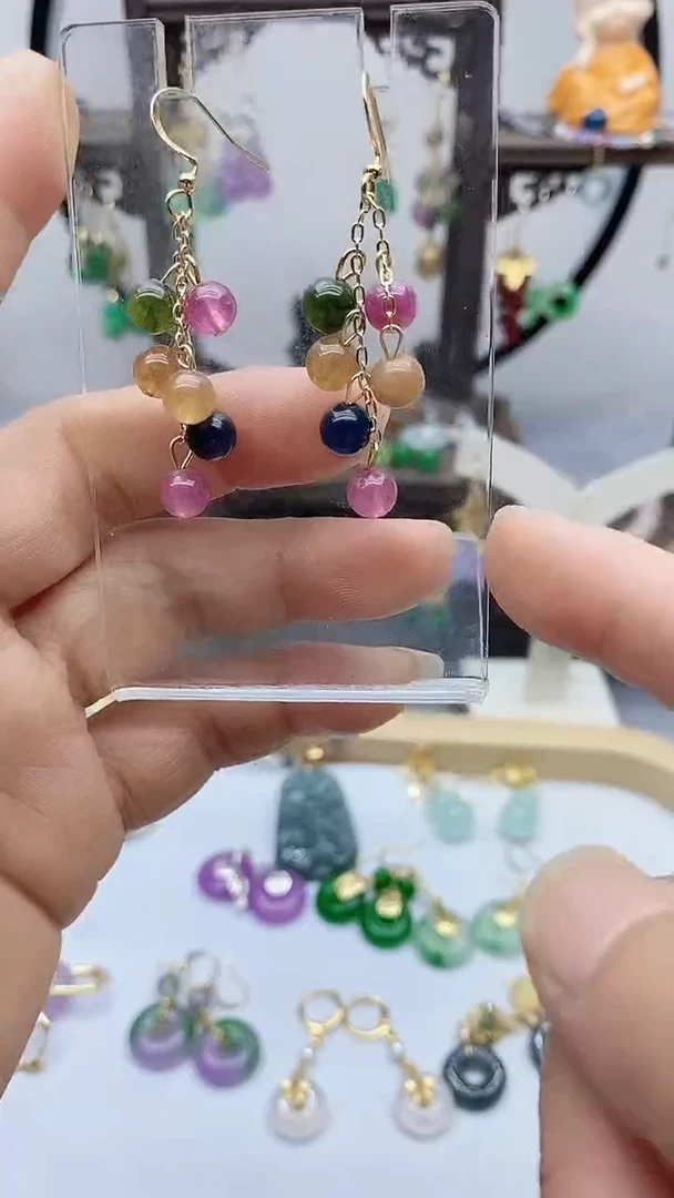 玛瑙/玉髓耳饰14K金镶嵌141