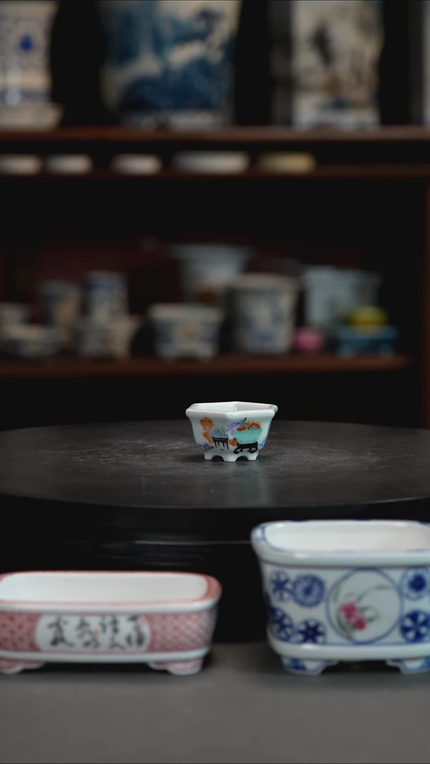 釉上彩手绘盆你***吗釉上彩手绘盆