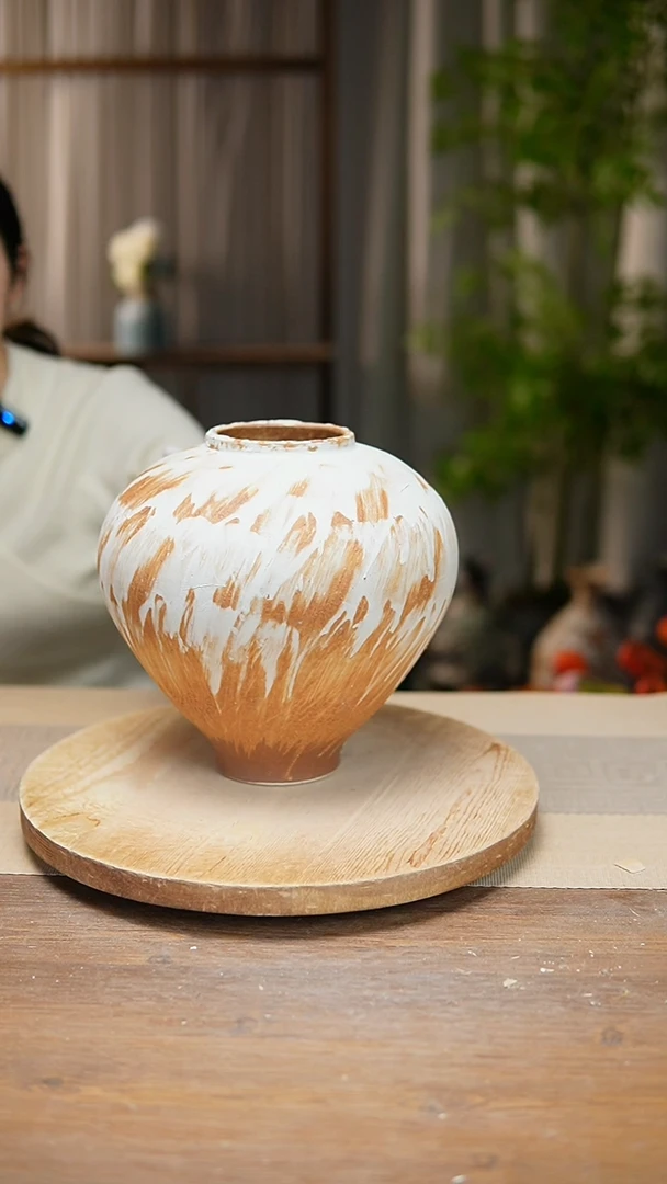 【闪购商品】陶瓷  花器诧寂黄月亮罐