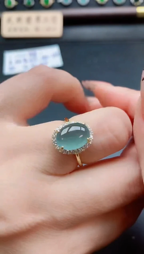 银S925镶嵌戒指翡翠1