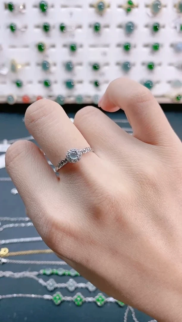 【闪购商品】翡翠戒指银S925镶嵌天然翡翠