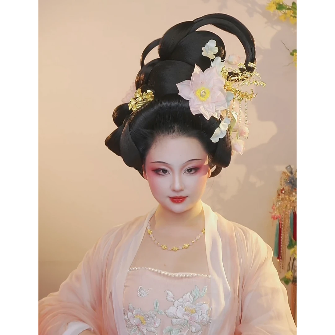 蓝熙亚莉 炒饭团 朝云髻 可调节偏凤大头造型 二次元古风汉服发髻