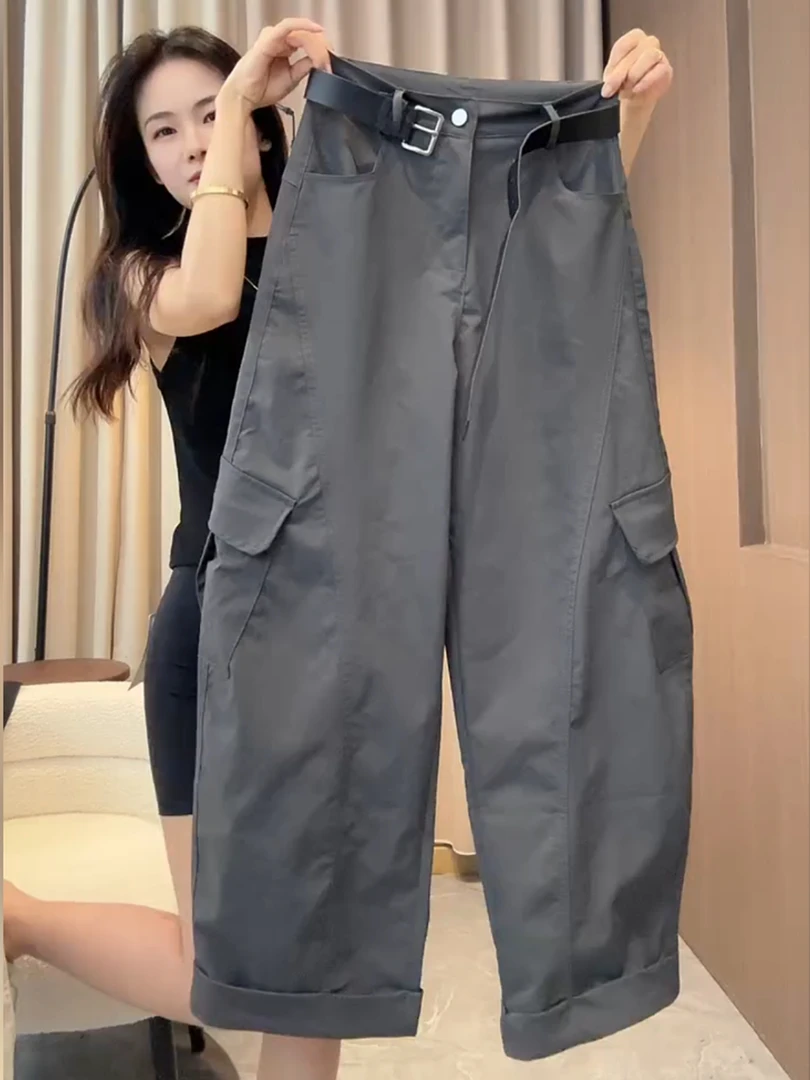 2025夏季新款女装设计感小众高级感慵懒风阔腿裤子百搭时尚休闲裤