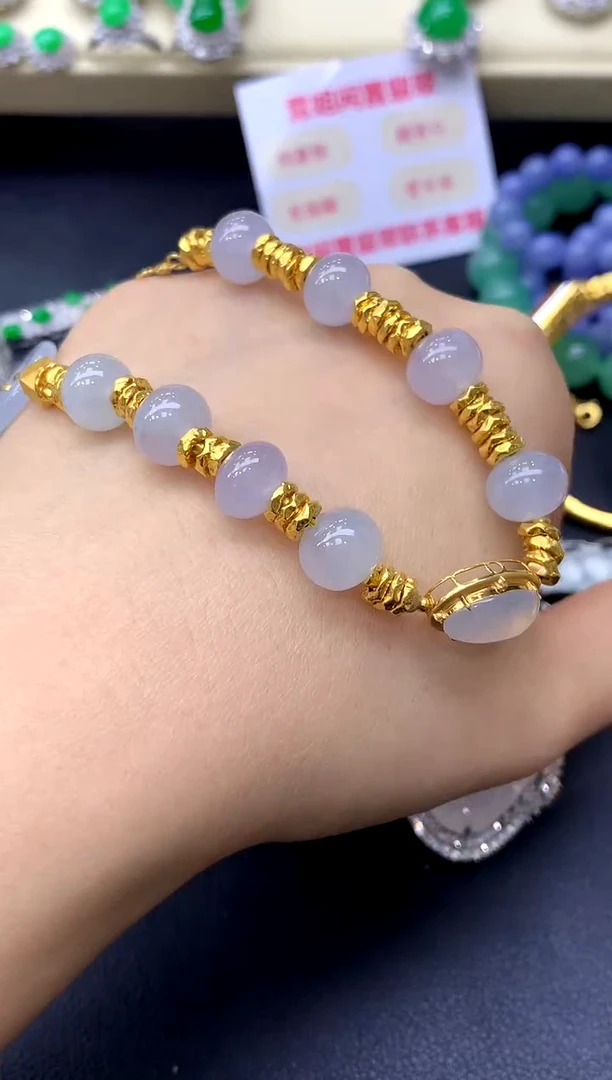 足金镶嵌手链翡翠419-中国好珍宝