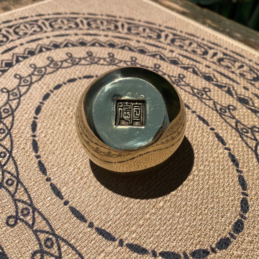 迷你原铜色宣德炉手把件