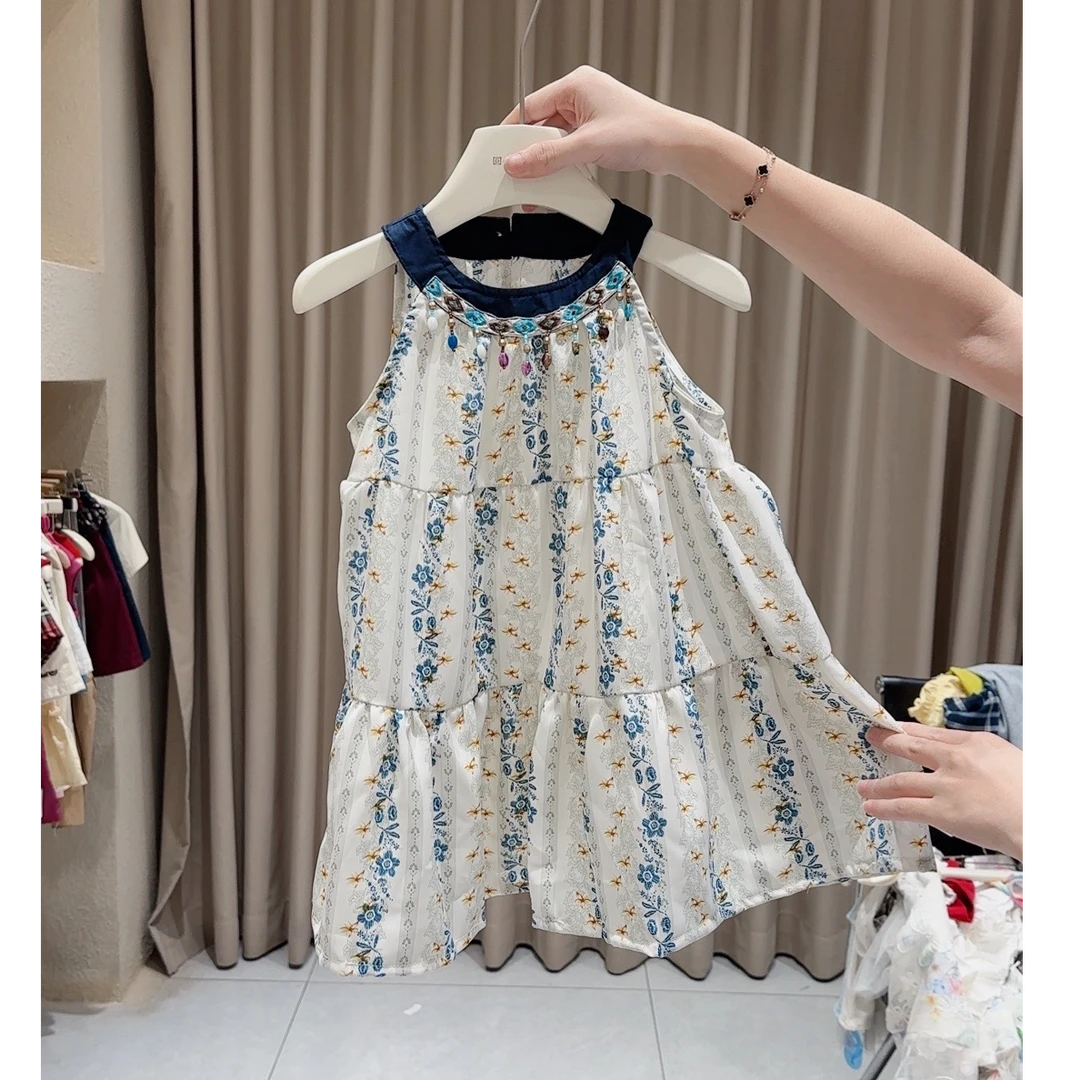 现货圆子家 女童宝宝背心裙2025夏季薄款国风气质碎花连衣裙子