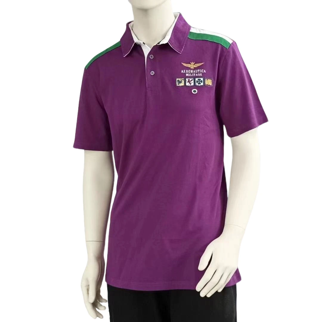 5轻奢大牌男短袖工装空军尾单剪标出口外贸尾货绣花翻领POLO衫