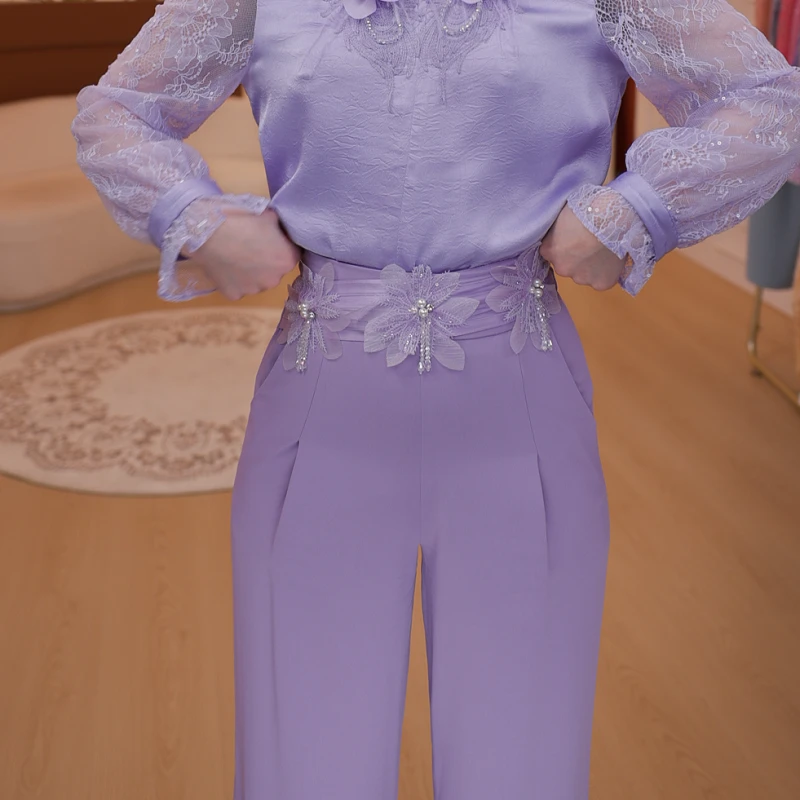 米娅 春季新款百搭气质高腰阔腿长裤时尚收腰显瘦直筒裤子 DY5545