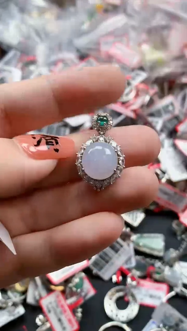 银S925镶嵌戒指翡翠天然A货缅甸翡翠