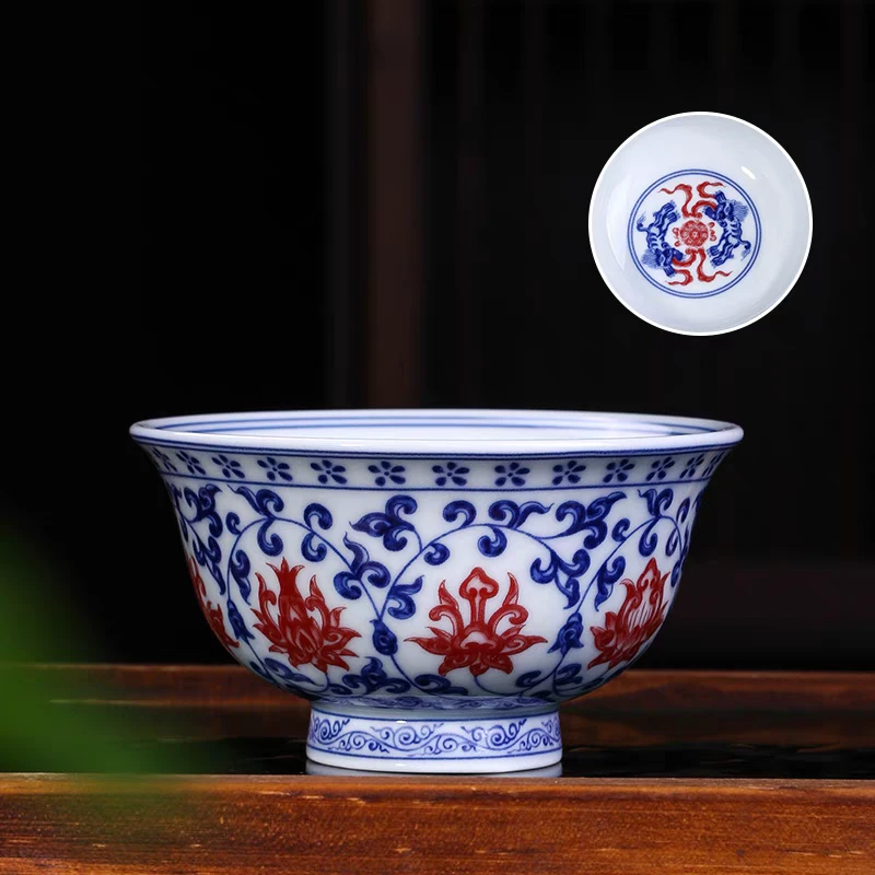 青花压手杯品茗主人杯