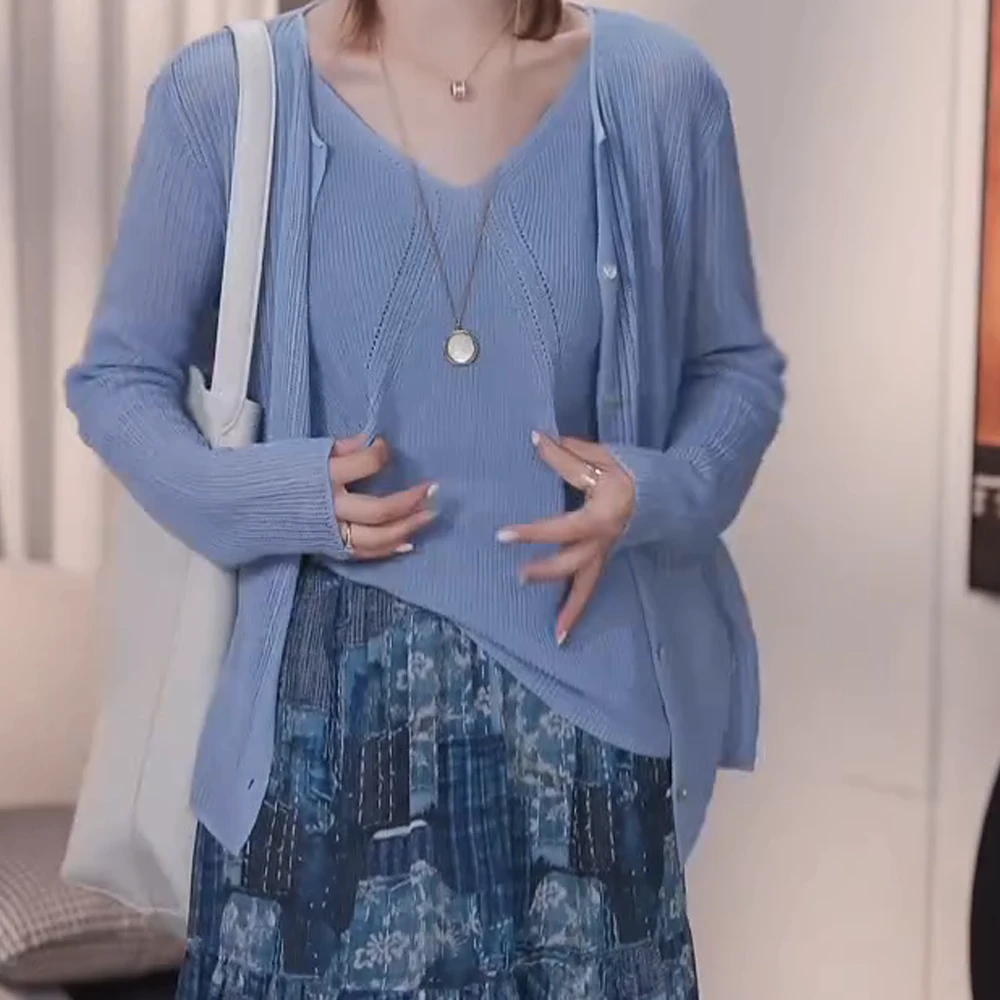 春夏新款慵懒宽松镂空衫针织防晒外搭