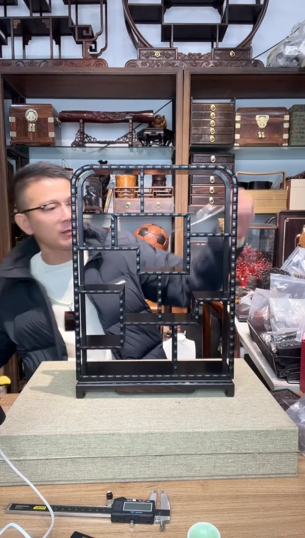 乌木类书架827紫光檀竹节博古架