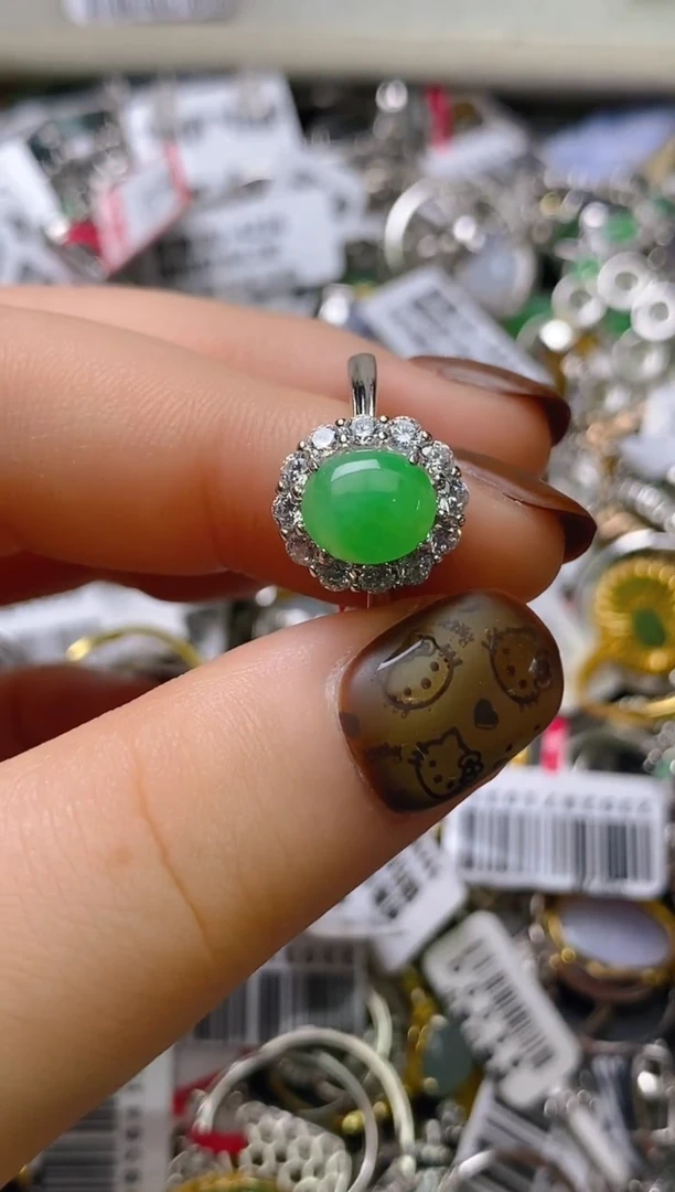 银S925镶嵌戒指翡翠百内无证书