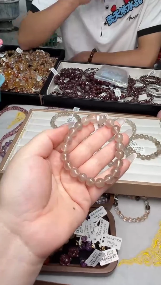 水晶手串未镶嵌天然灰兔毛9+多样性发其一-HT126-9