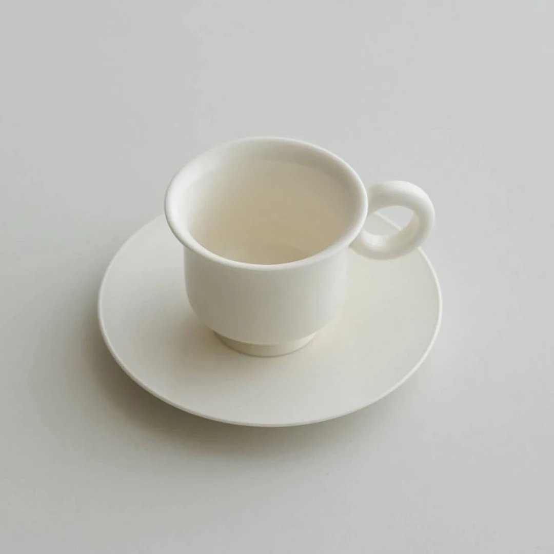 VAST无垠器皿白色迷你咖啡杯碟套装家用简约现代高级感奶白茶杯