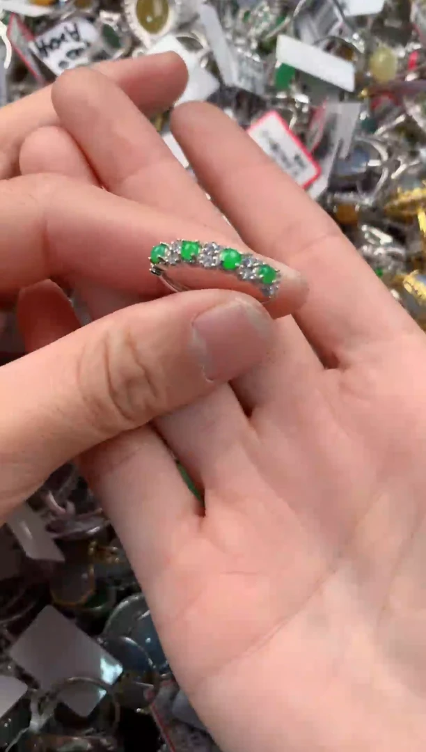 银S925镶嵌戒指翡翠9999-----5