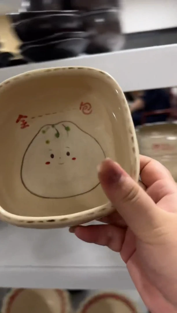 陶瓷包子方碗【十里高温釉下彩陶瓷】