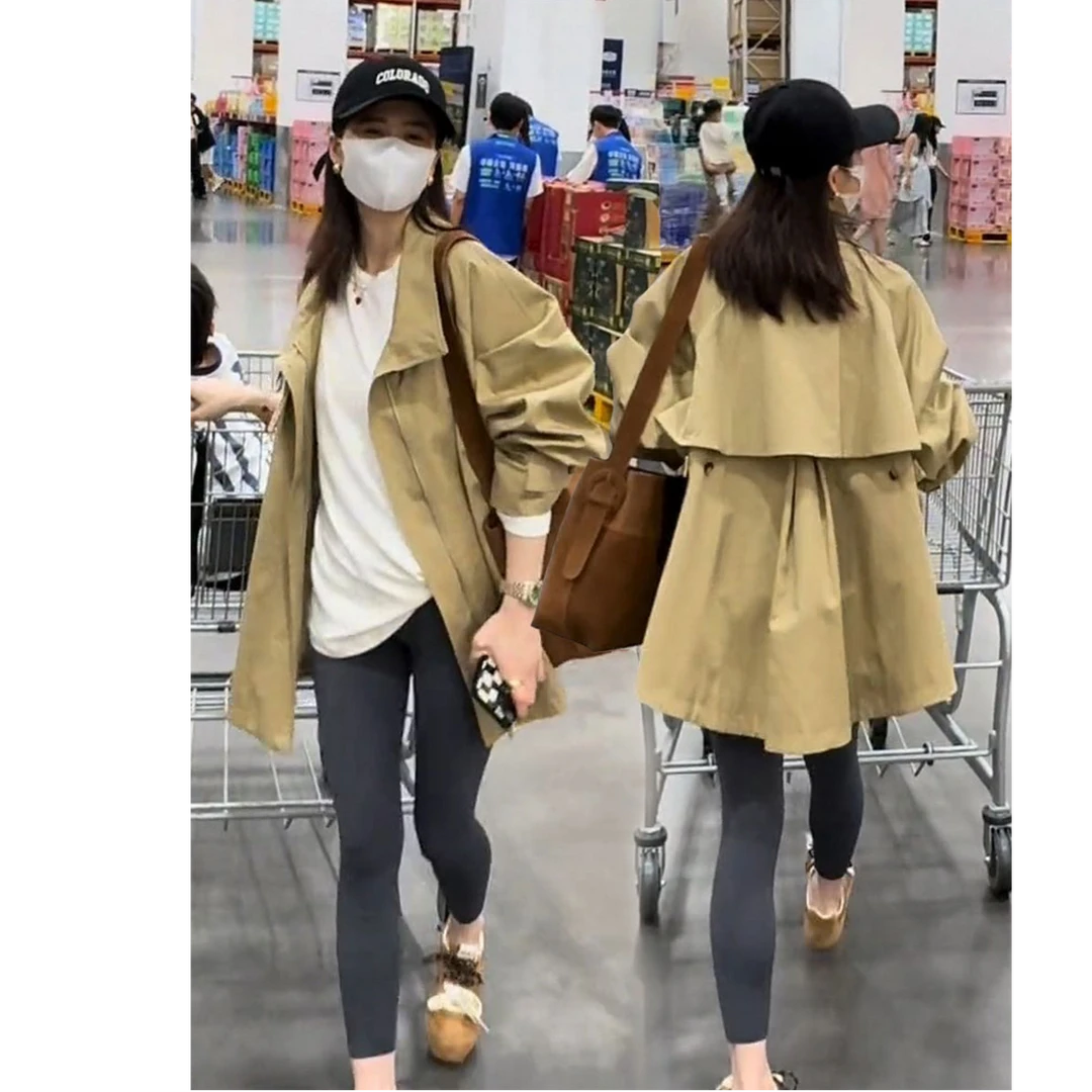 今年流行爆款韩系百搭休闲卡其色短款风衣外套春装女款2025年新款