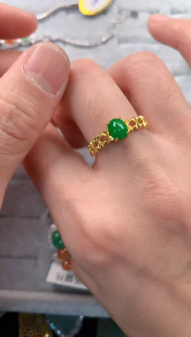 银S925镶嵌戒指翡翠555   6