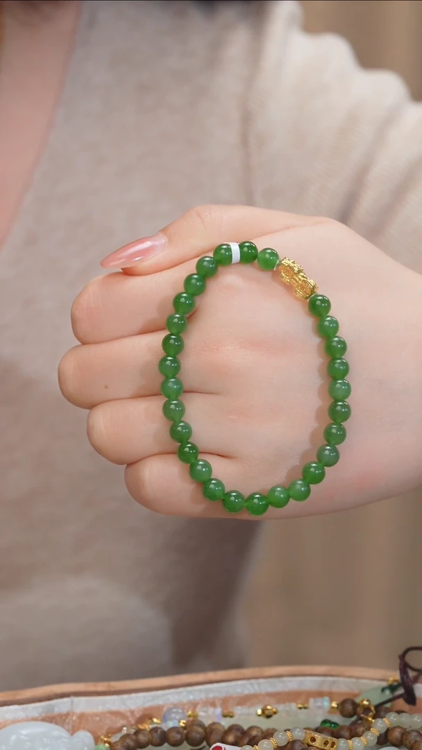 【闪购商品】和田玉手串18K金镶嵌卡5-6 @@G4980