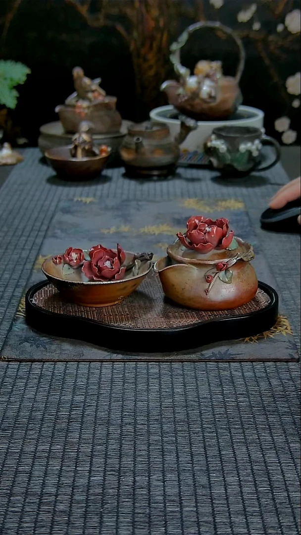 黄老师柴烧牡丹套装