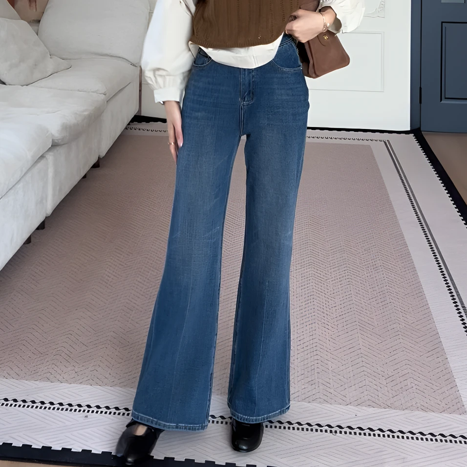 【余欢欢】秋季时尚百搭显瘦微喇牛仔十分裤-YHK50322