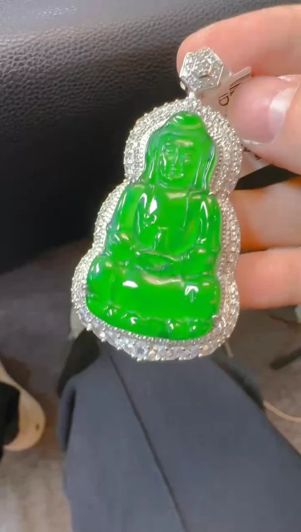 吊坠(赠链)银S925镶嵌翡翠天然A货翡翠