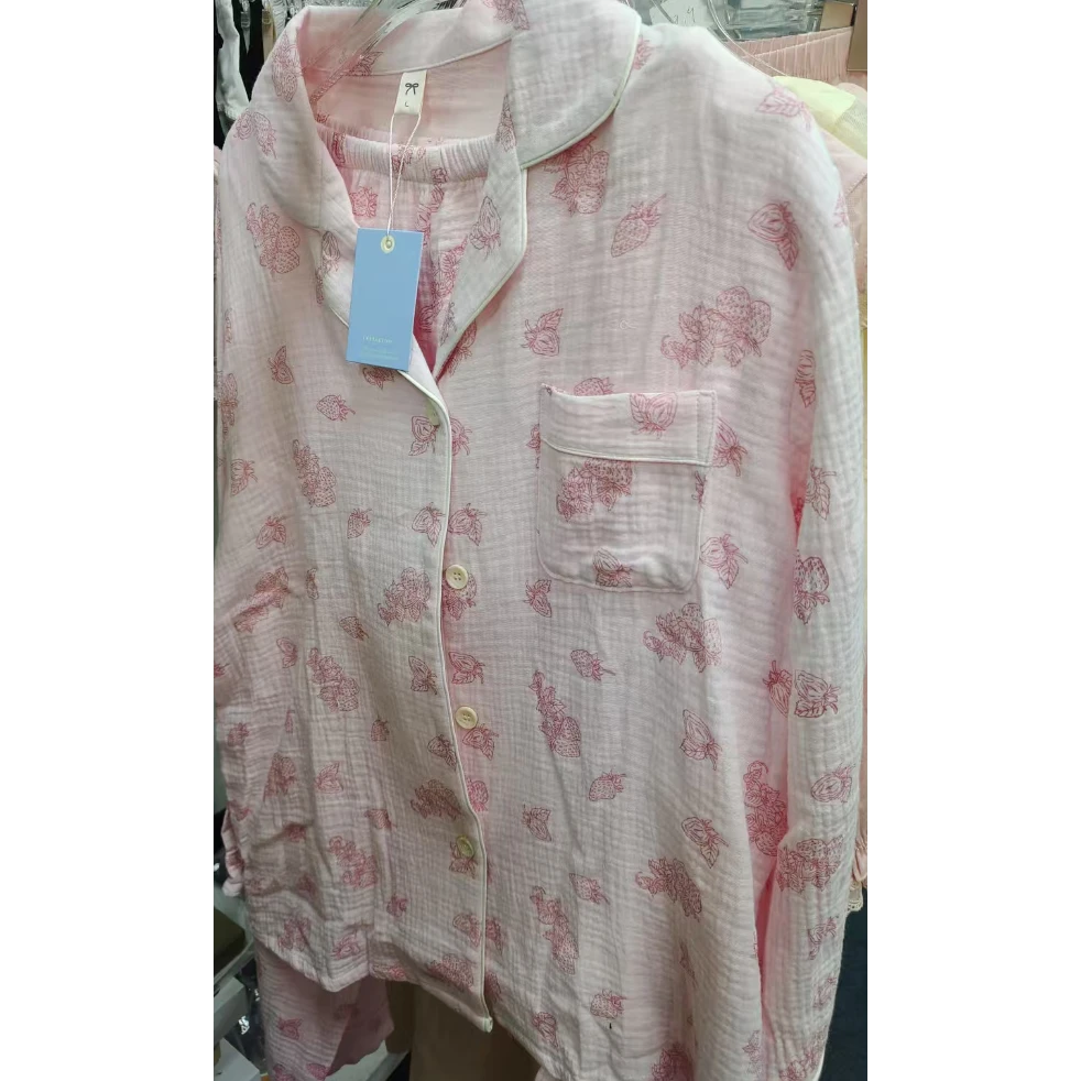 粉色可爱草莓纯棉家居服睡衣套装2388