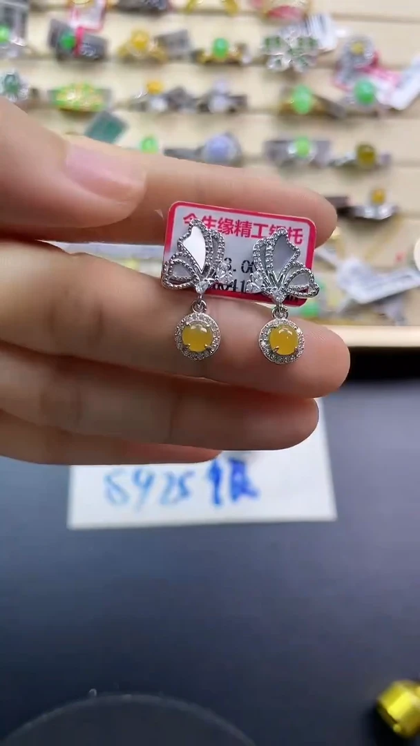 银S925镶嵌戒指翡翠翡翠 蛋面 银S925镶嵌