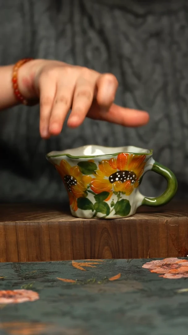 杯釉下彩手工手绘同款陶器