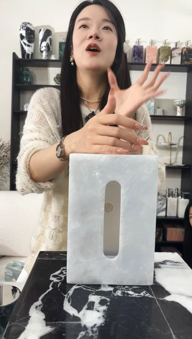 石材冰川蓝大纸巾盒
