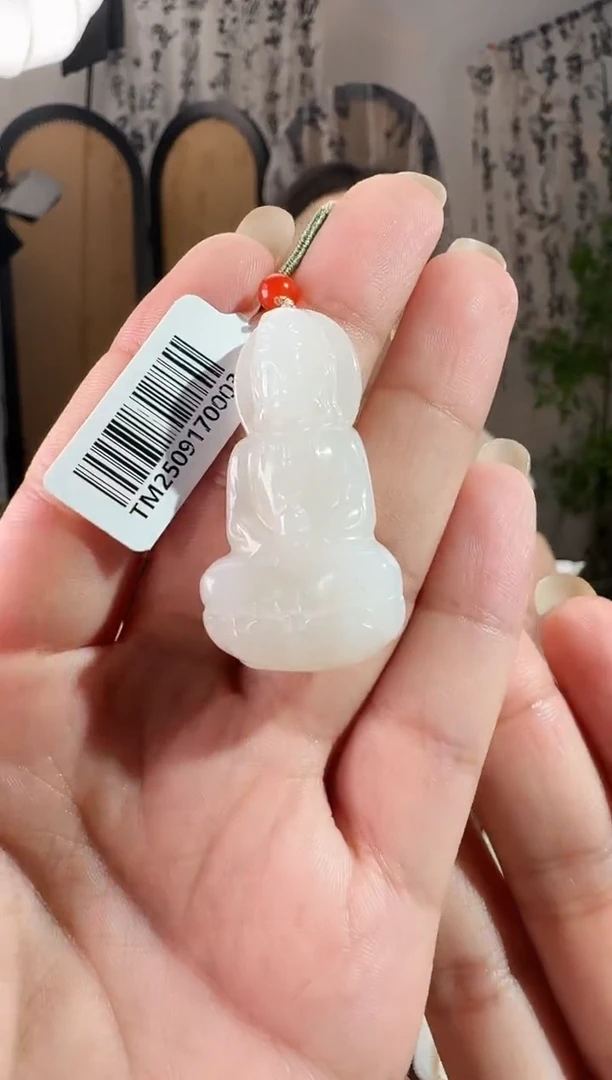 颈饰未镶嵌和田玉高晴白观音