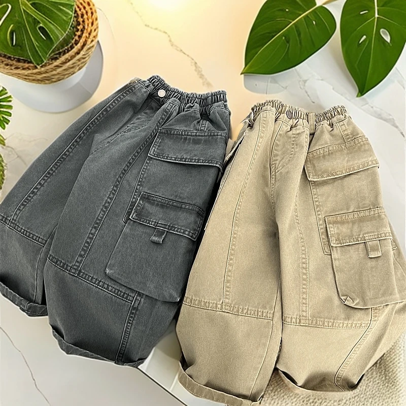 男童裤子春秋2025新款儿童工装裤中小童宽松男孩运动春装休闲长裤