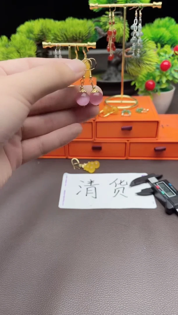 玛瑙/玉髓耳饰银S925镶嵌301