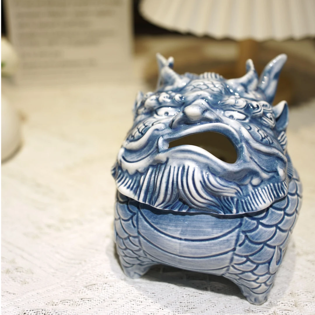 景德镇手工原创面兽茶宠摆件冒烟香炉精品茶桌开业过年家庭摆件