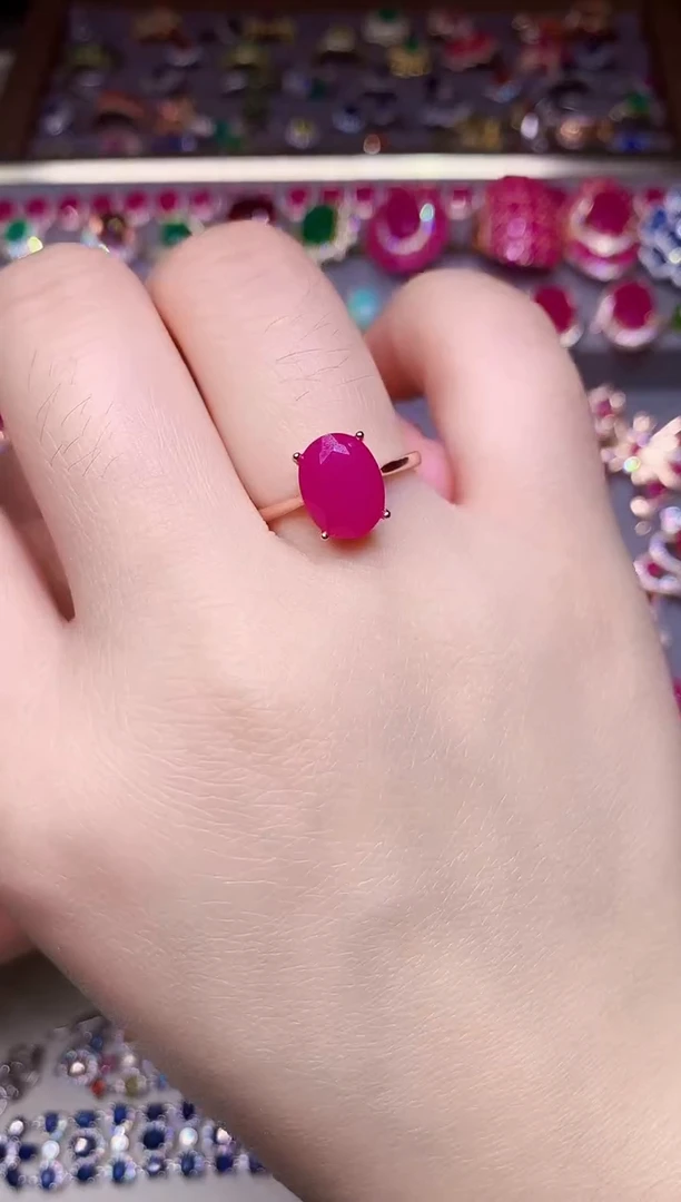 银S925镶嵌戒指红宝石....