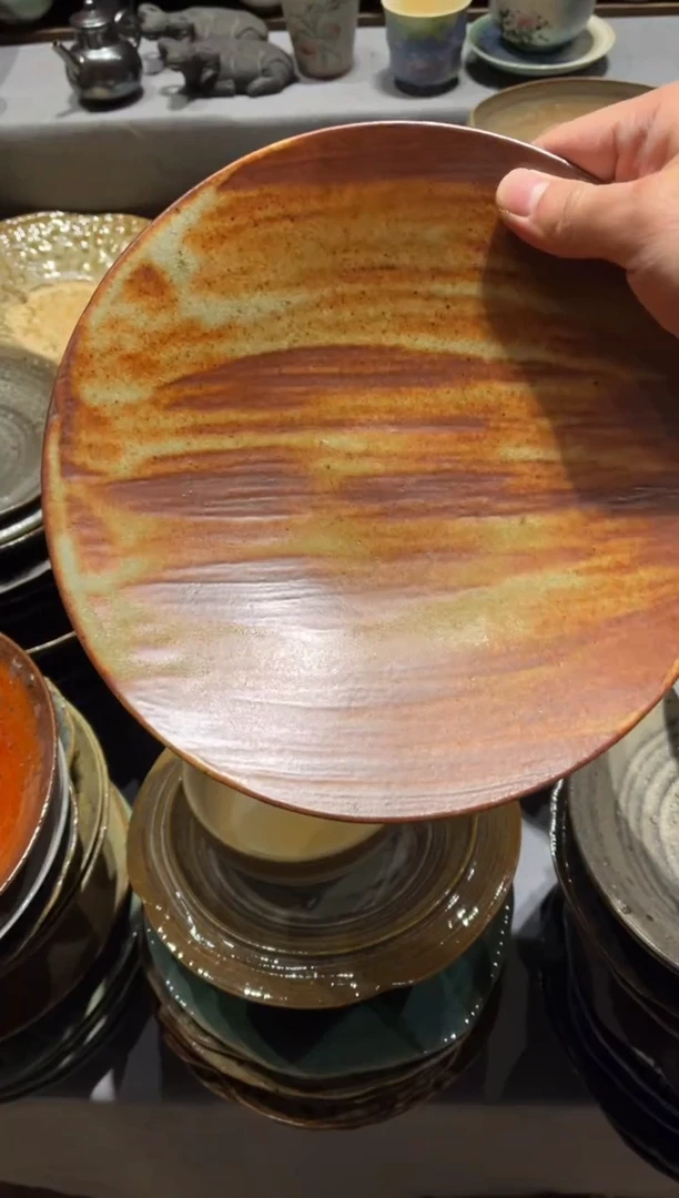 【闪购商品】瓷片696 福利落日余晖黄色大盘1个