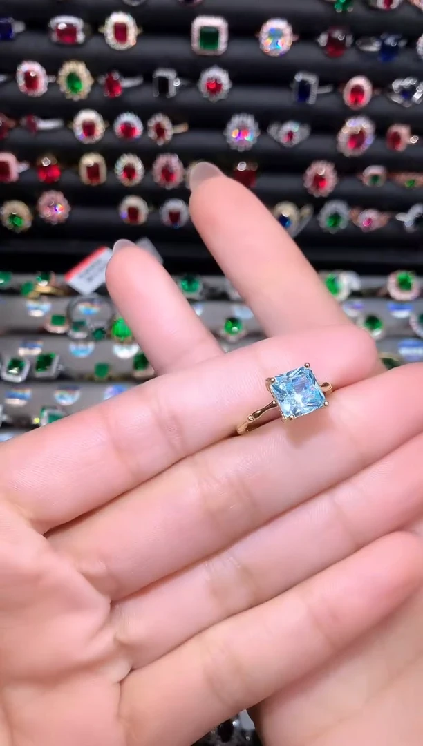 【闪购商品】海蓝宝石戒圈银S925镶嵌8